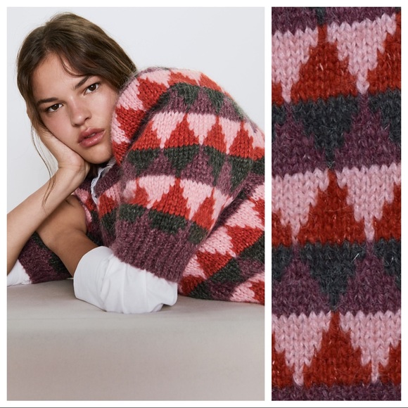 NWT. Zara Mohair/Wool blend Knit Sweater Size M, L - Picture 3 of 9